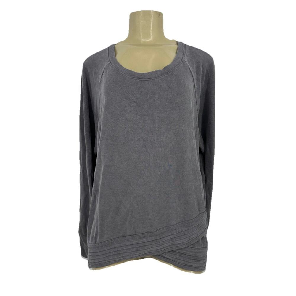 Athleta XL Women Serenity Criss Cross Sweatshirt Grey Pullover 58-14